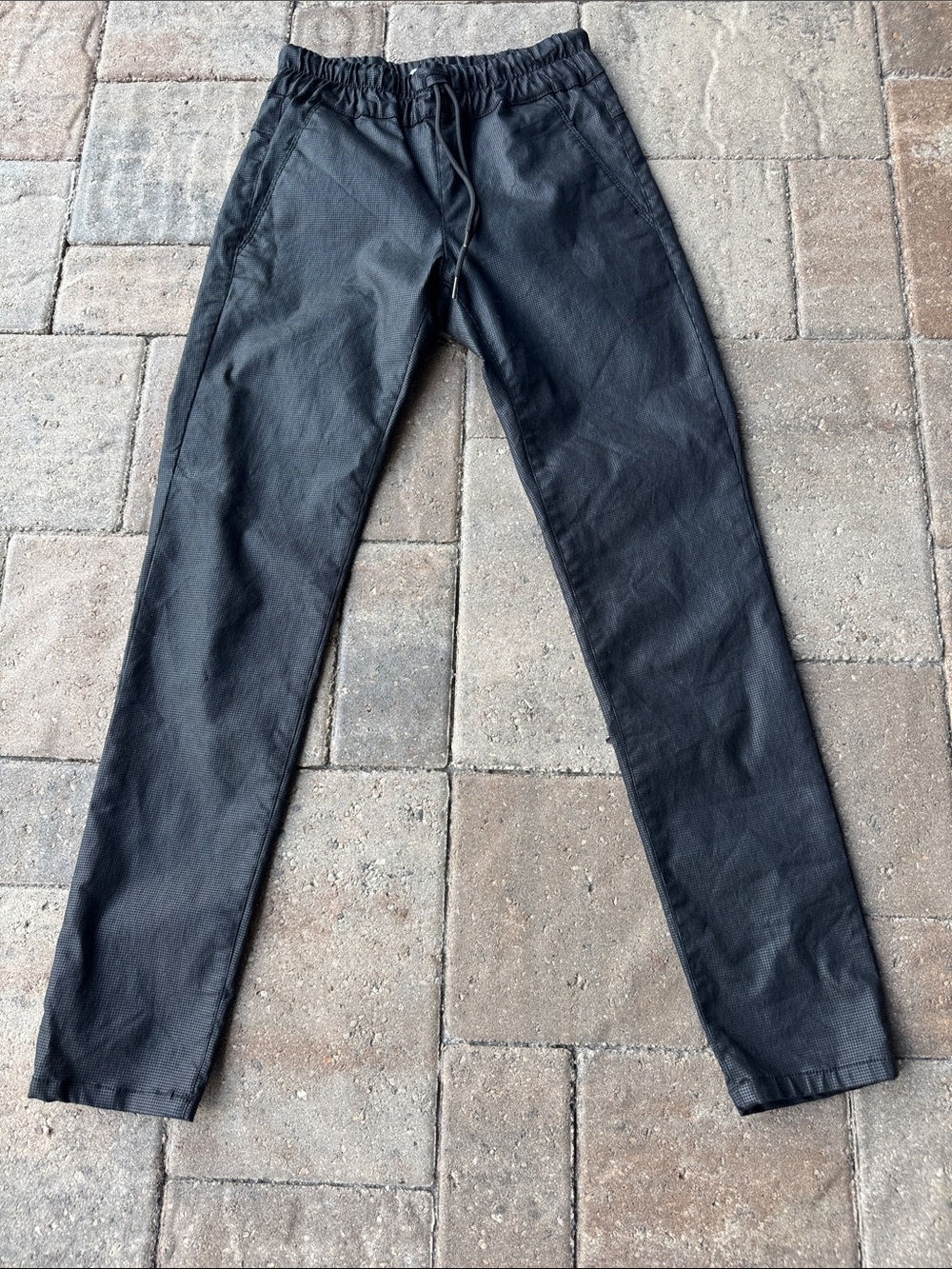Flog Black Elastic-Waist with tie  pants- Casual Slim Fit 98% cotton 2% Lycra.